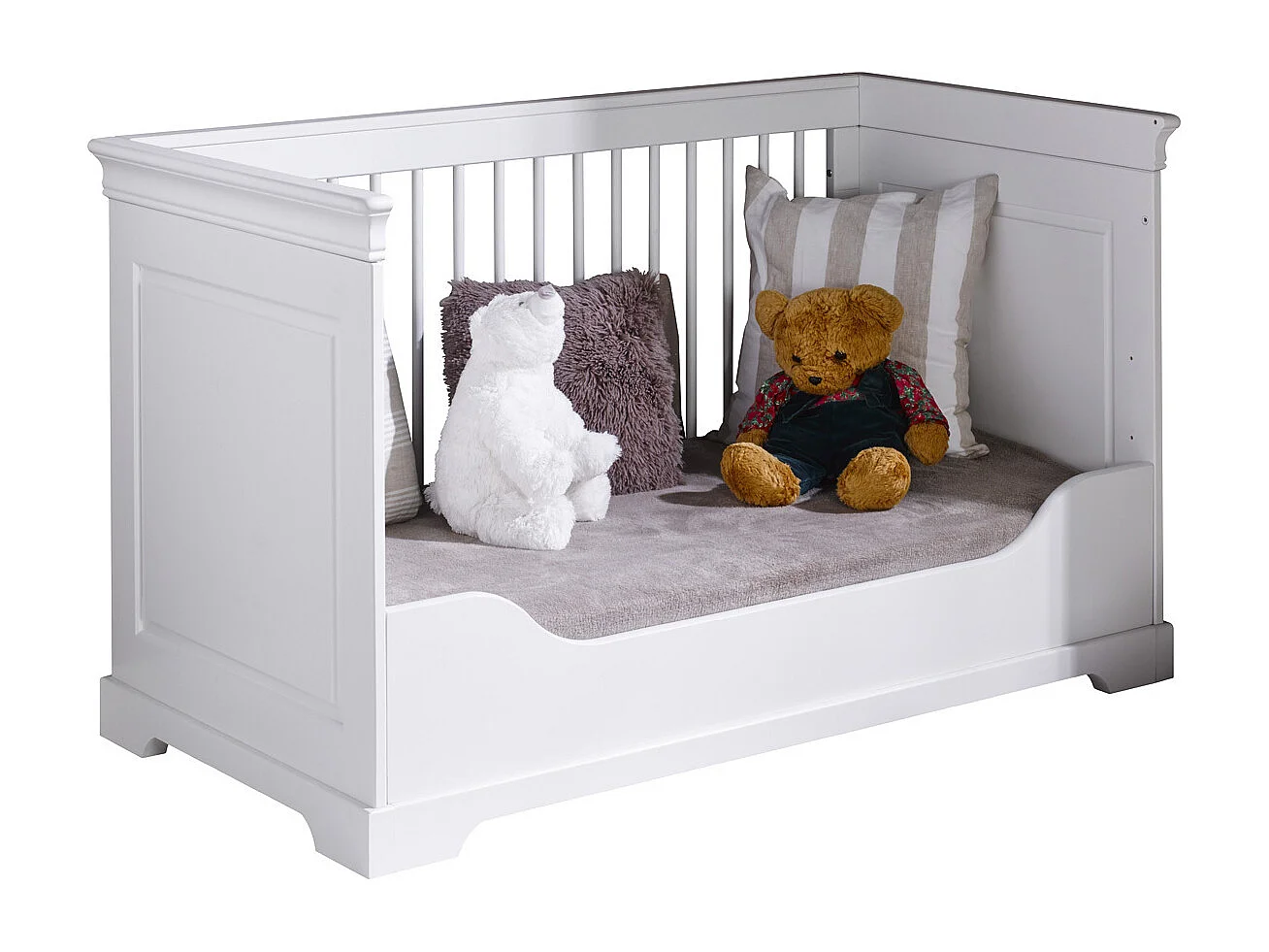 Lit bébé évolutif Montessori 70x140 cm bois massif blanc LILA