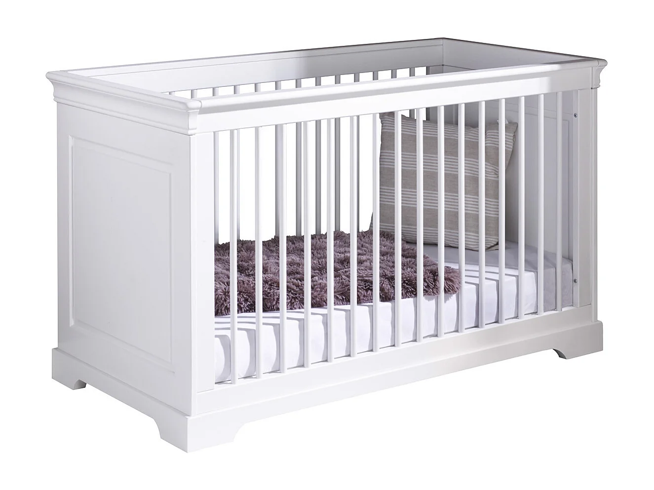 Lit bébé évolutif Montessori 70x140 cm bois massif blanc LILA