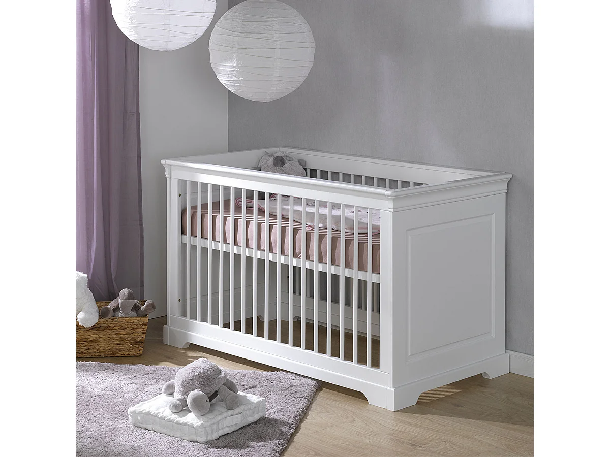 Lit bébé évolutif Montessori 70x140 cm bois massif blanc LILA