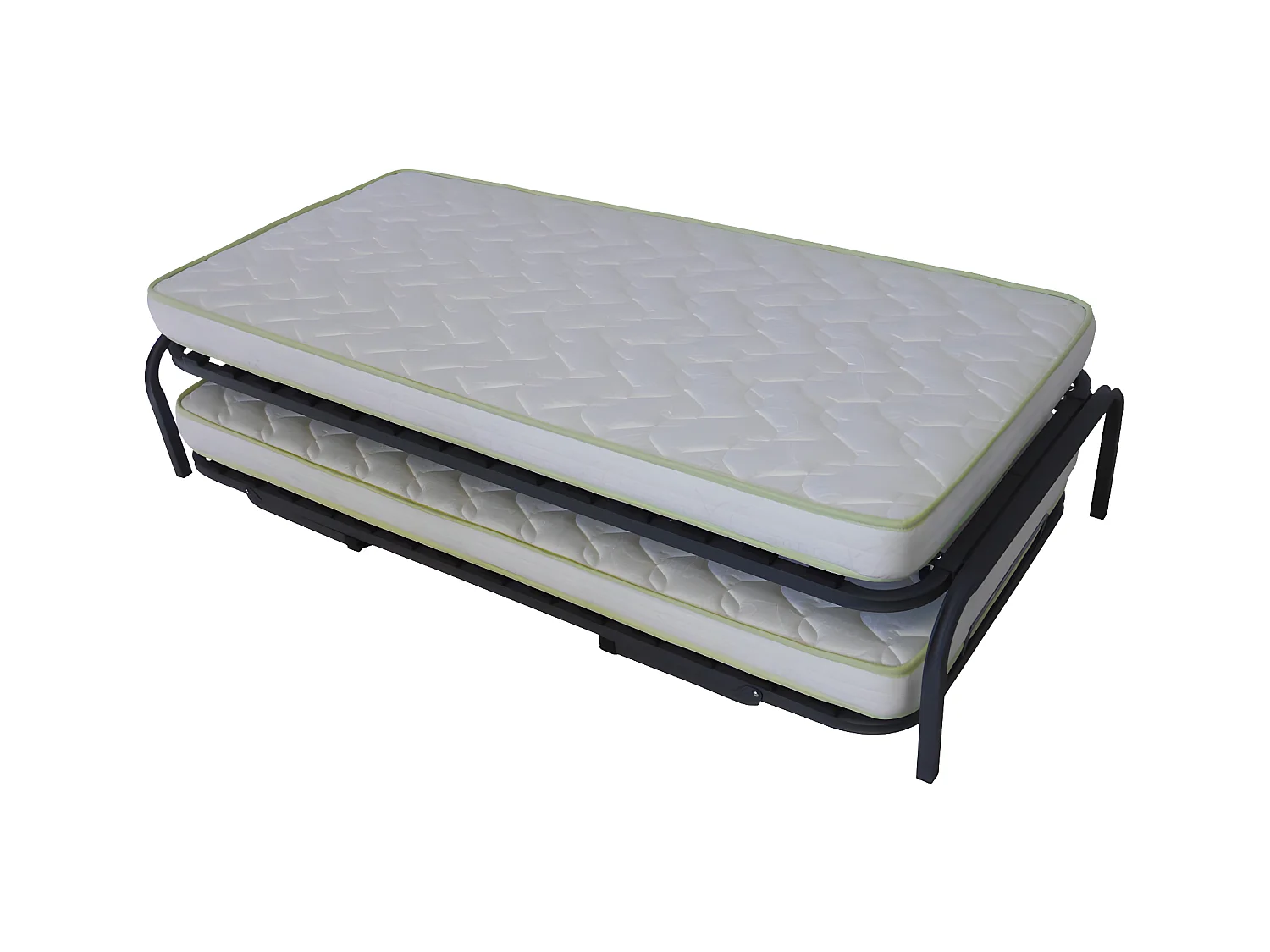 Pack lit gigogne avec 2 matelas 80x190 cm metal gris STRATA