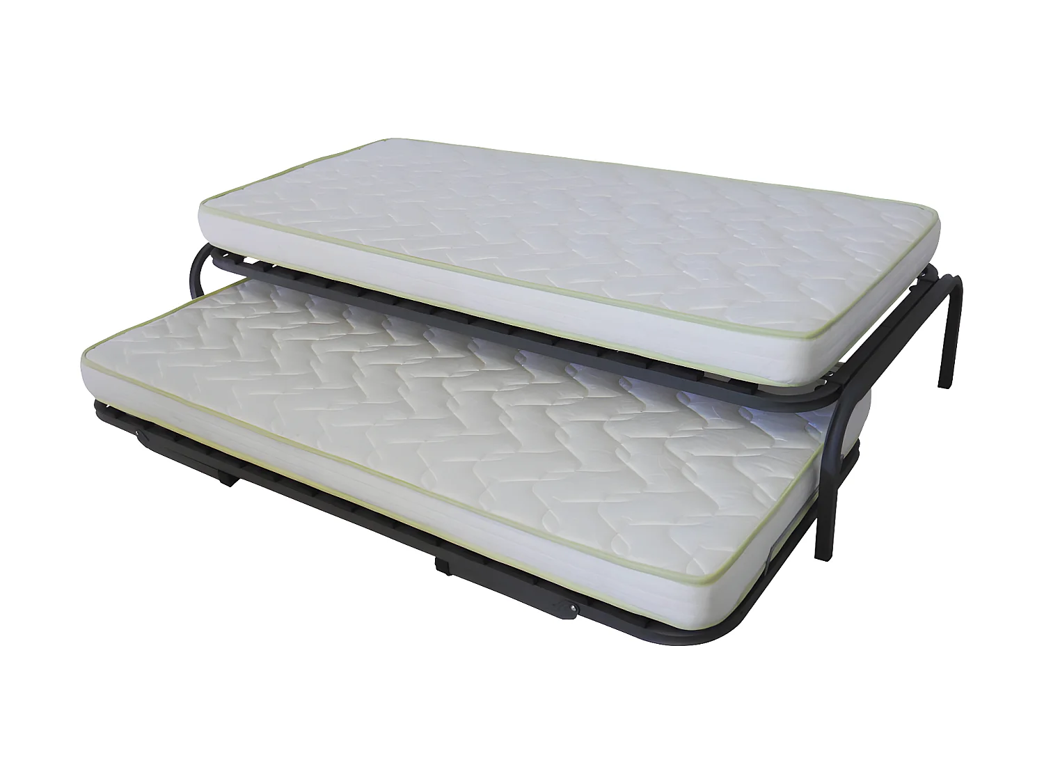 Pack lit gigogne avec 2 matelas 80x190 cm metal gris STRATA