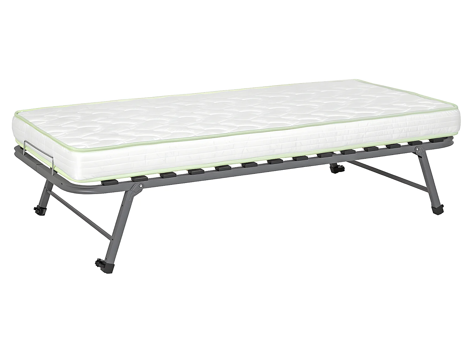 Pack sommier gigogne avec matelas 90x190 cm metal gris STRATA