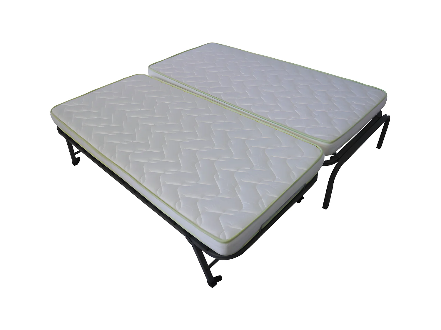Pack lit gigogne avec 2 matelas 90x200 cm metal gris STRATA