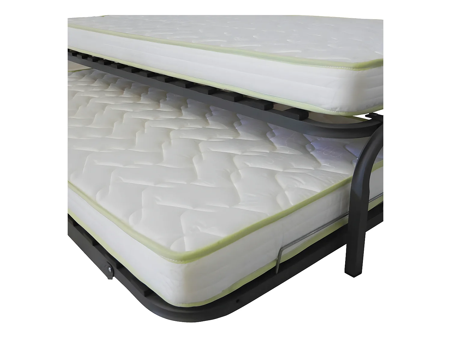 Pack lit gigogne avec 2 matelas 90x200 cm metal gris STRATA
