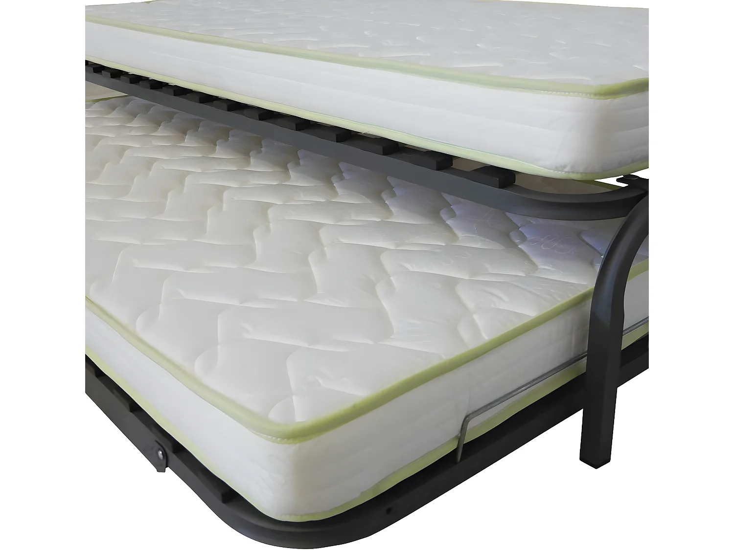 Pack lit gigogne avec 2 matelas 90x200 cm metal gris STRATA
