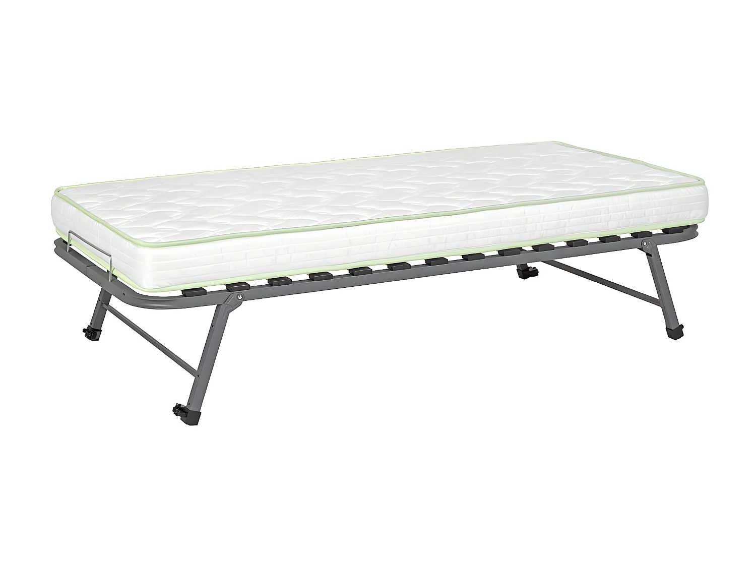 Pack sommier gigogne avec matelas 80x200 cm metal gris STRATA