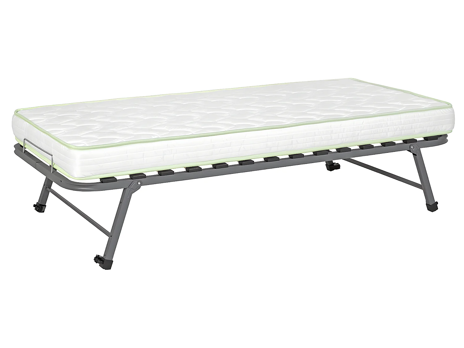 Pack sommier gigogne avec matelas 80x200 cm metal gris STRATA
