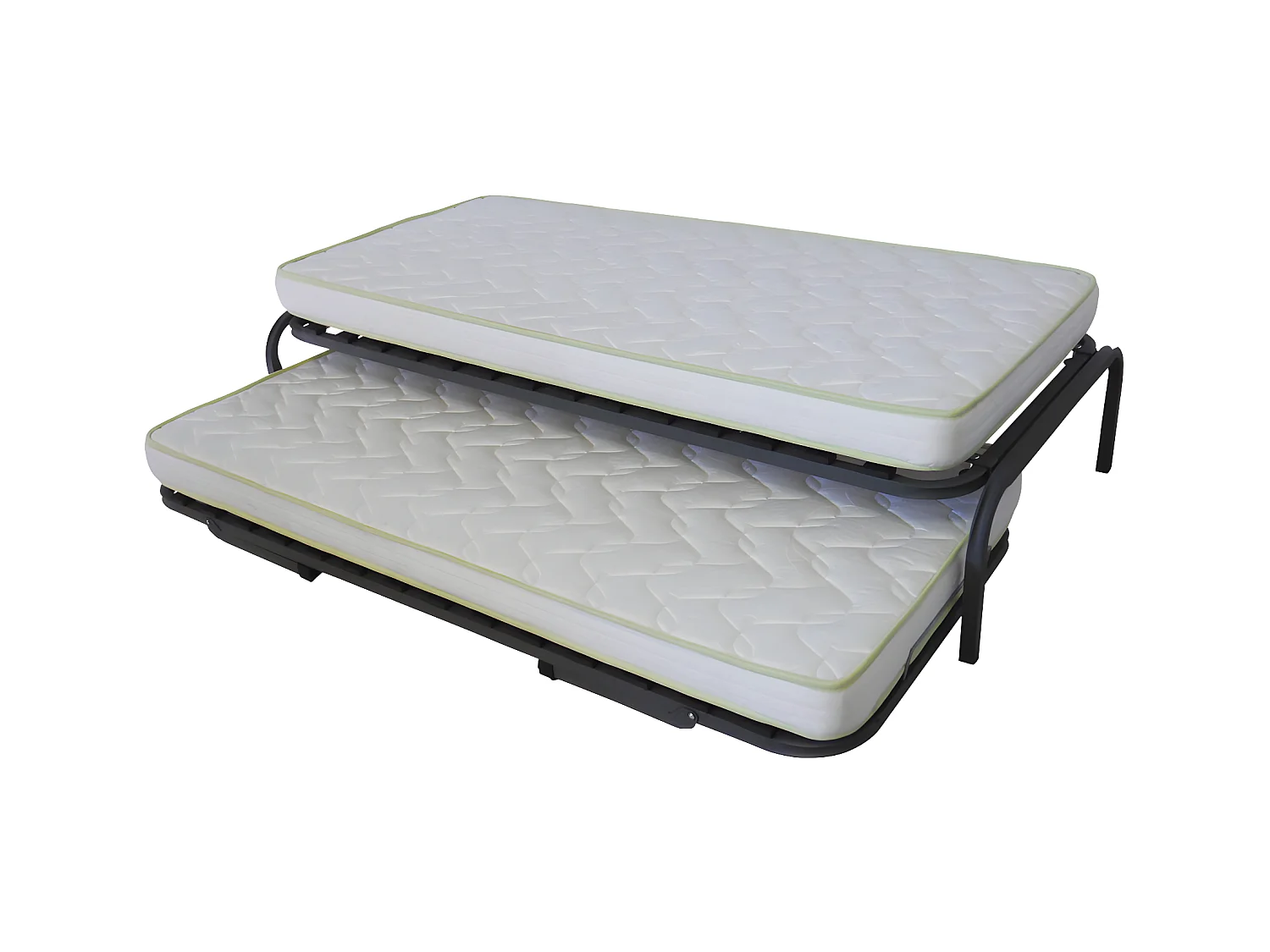 Pack lit gigogne avec 2 matelas 90x190 cm metal gris STRATA