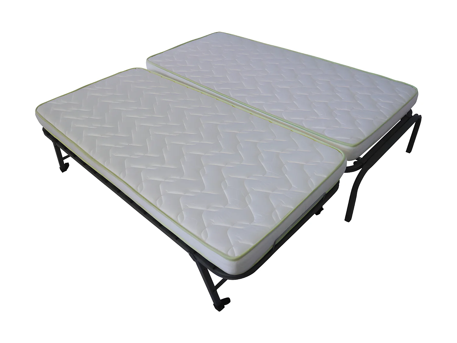 Pack lit gigogne avec 2 matelas 90x190 cm metal gris STRATA