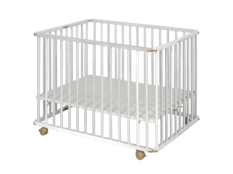 Parc bébé 75x100 cm bois massif blanc HELIO