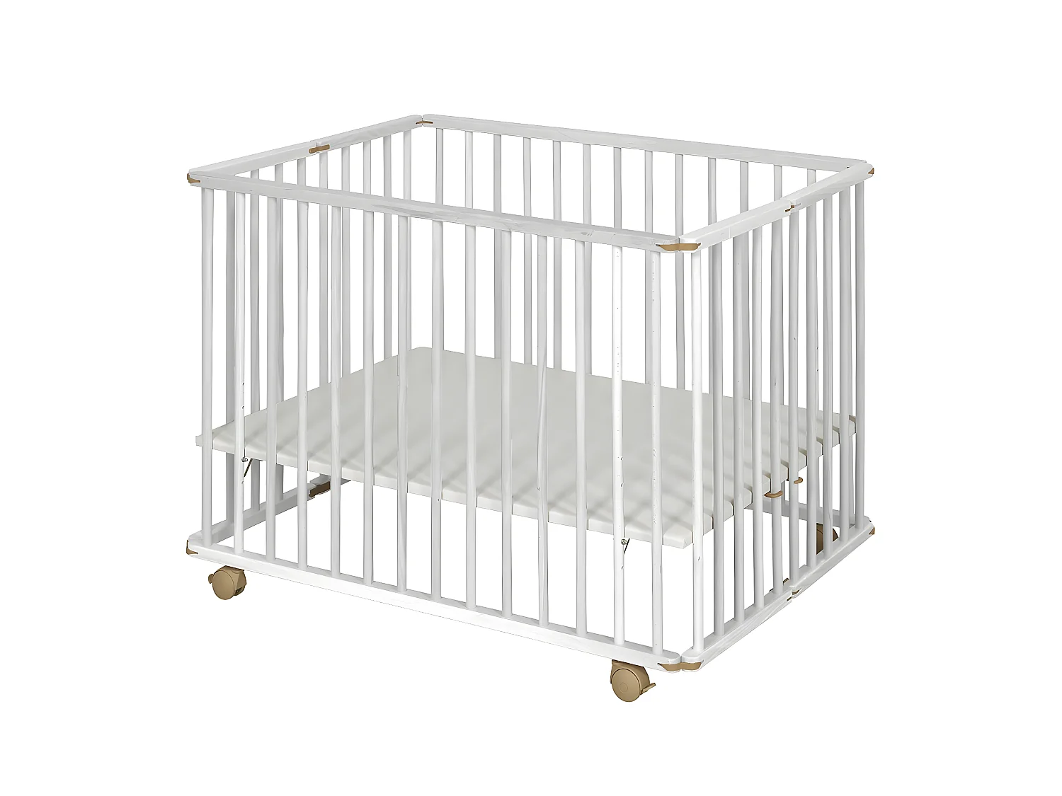 Parc bébé 75x100 cm bois massif blanc HELIO