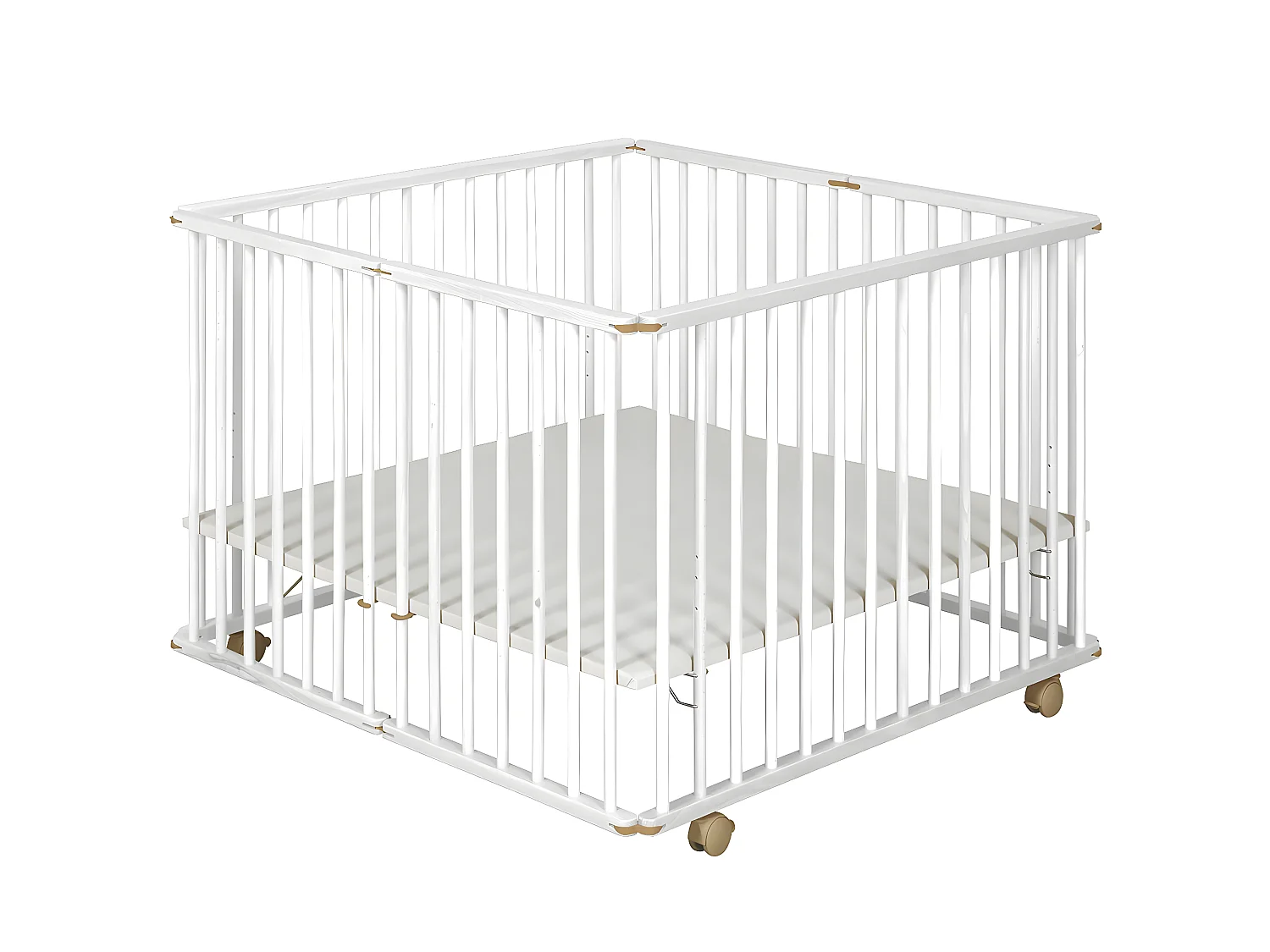 Parc bébé pliant carré 100x100 cm bois massif blanc HELIO