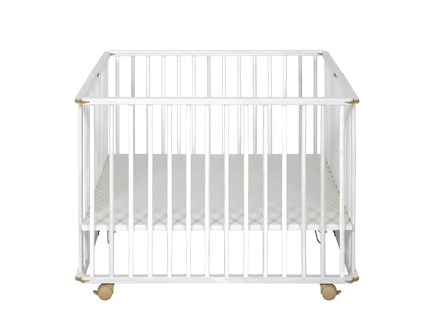 Parc bébé pliant carré 100x100 cm bois massif blanc HELIO