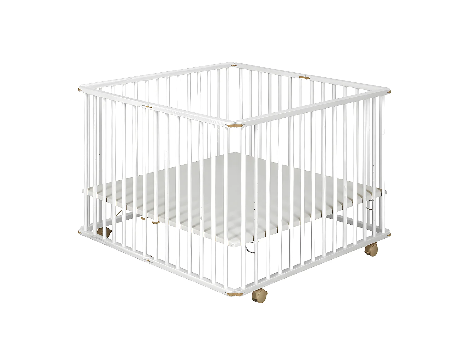 Parc bébé pliant carré 100x100 cm bois massif blanc HELIO