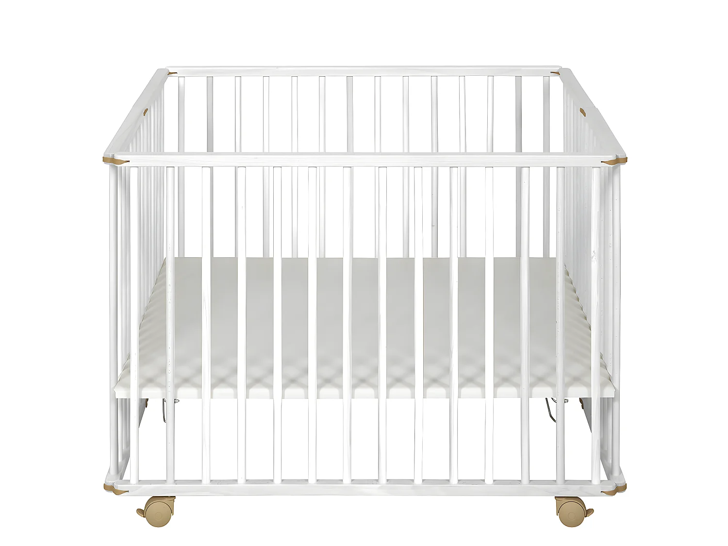 Parc bébé pliant carré 100x100 cm bois massif blanc HELIO