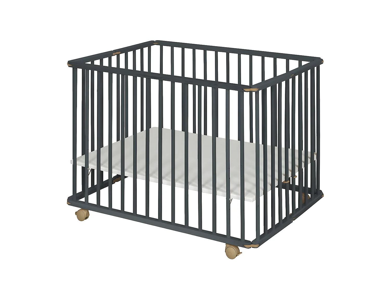 Parc bébé 75x100 cm bois massif gris HELIO