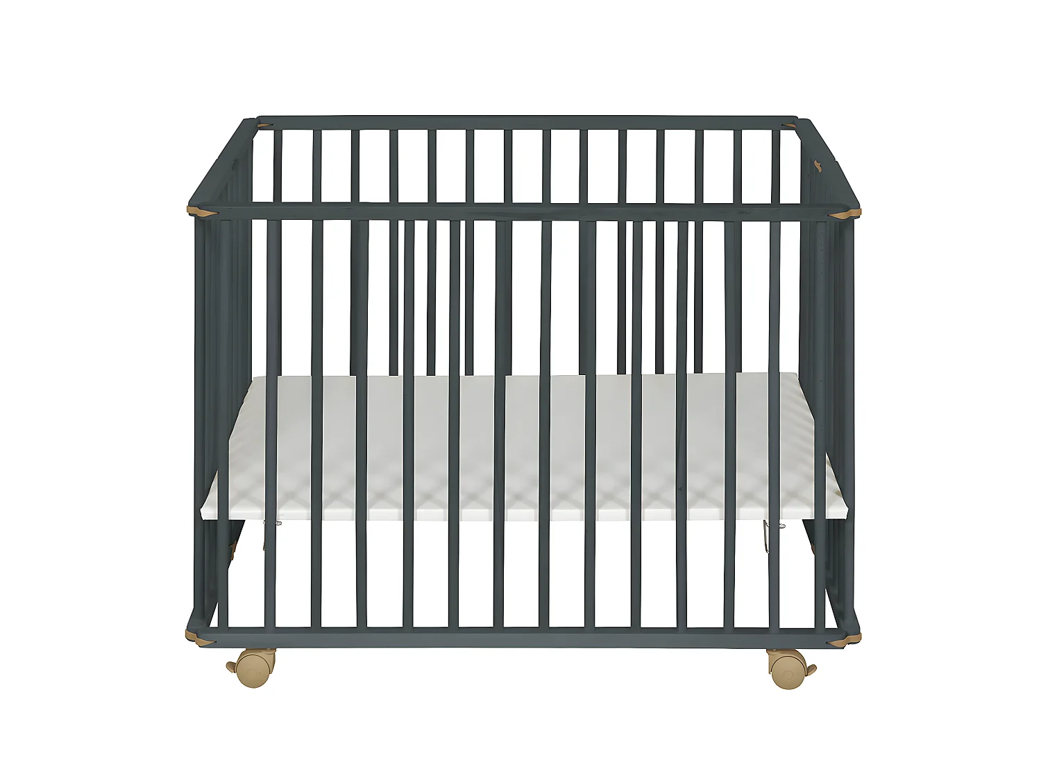 Parc bébé 75x100 cm bois massif gris HELIO