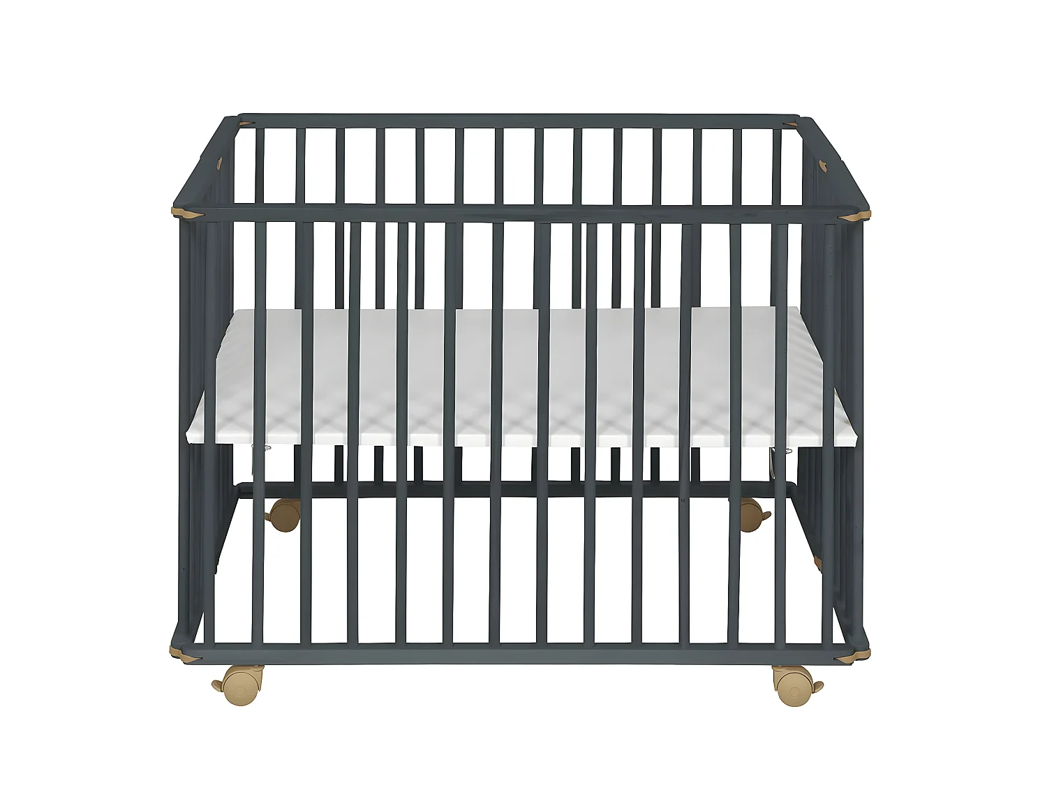 Parc bébé 75x100 cm bois massif gris HELIO