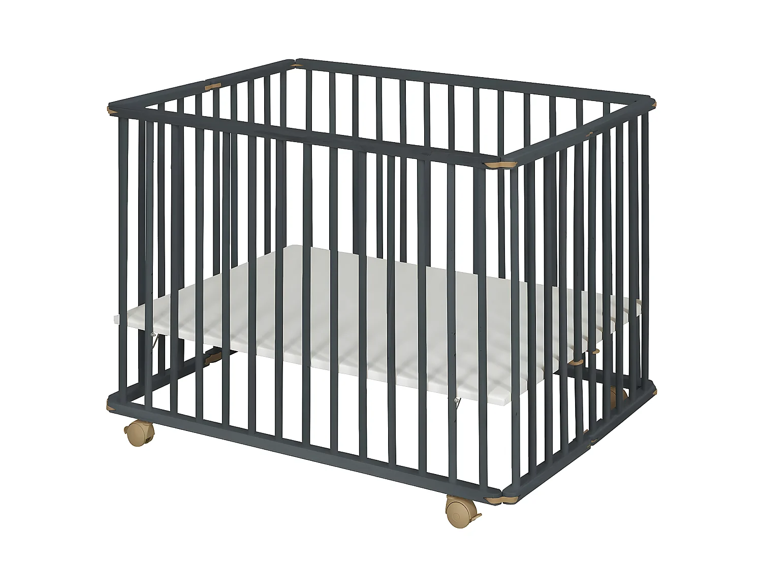 Parc bébé 75x100 cm bois massif gris HELIO