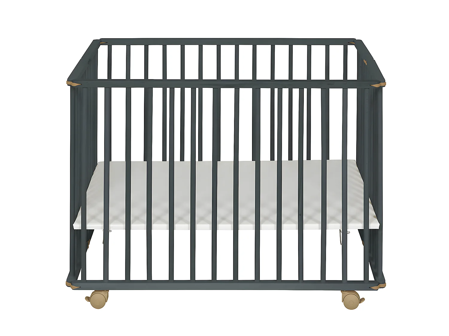 Parc bébé 75x100 cm bois massif gris HELIO