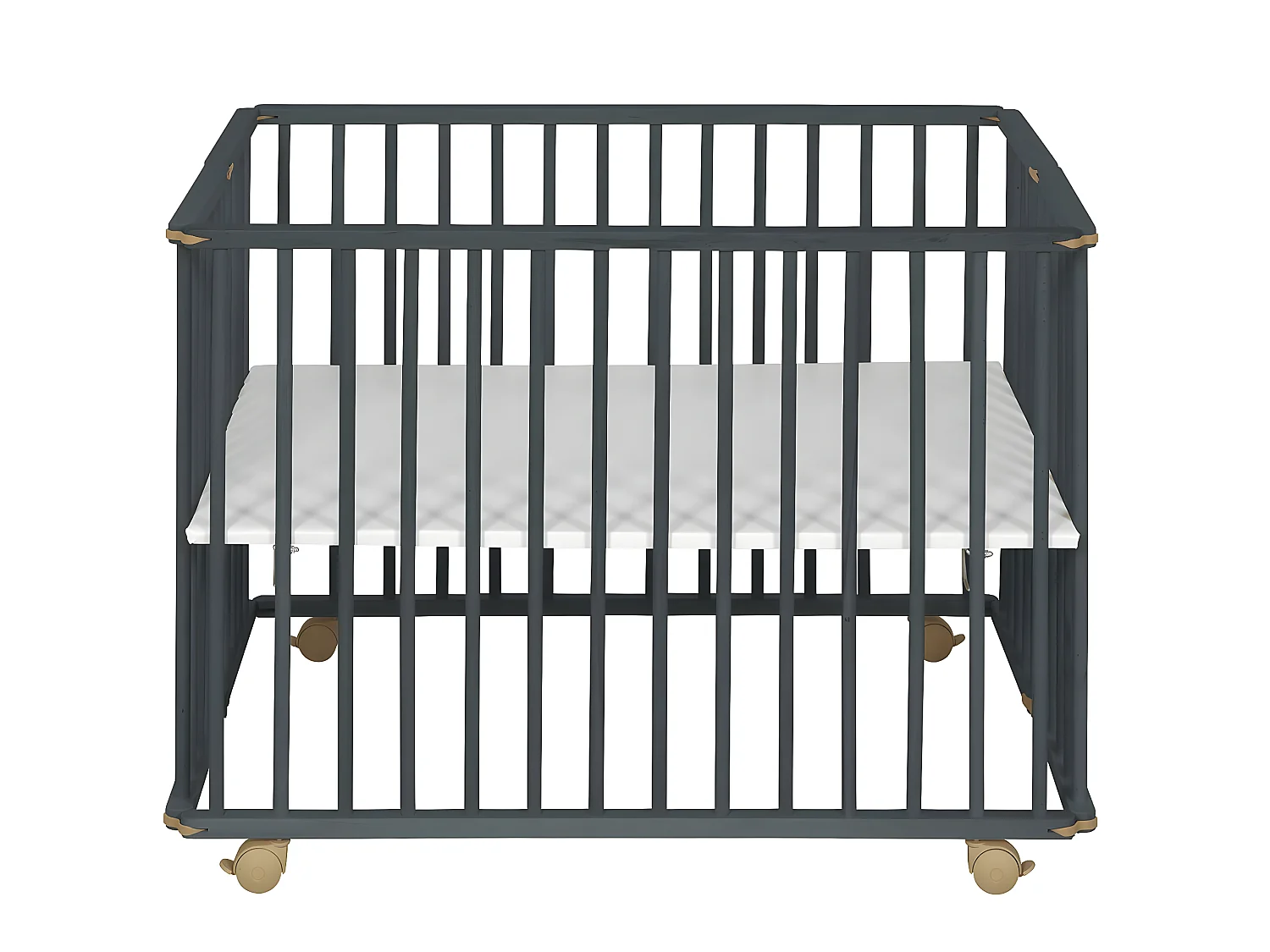 Parc bébé 75x100 cm bois massif gris HELIO