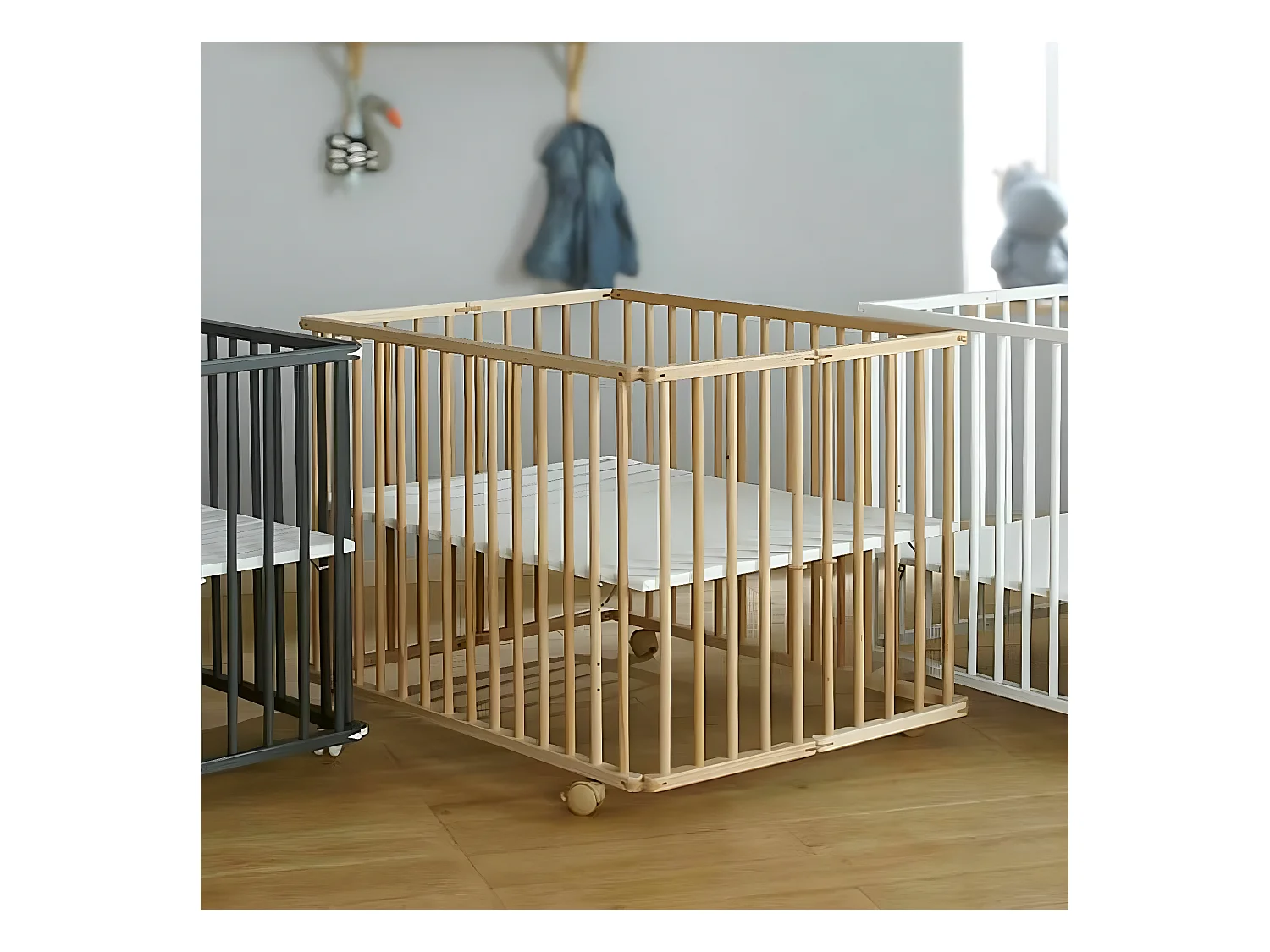 Parc bébé 75x100 cm bois massif bois HELIO