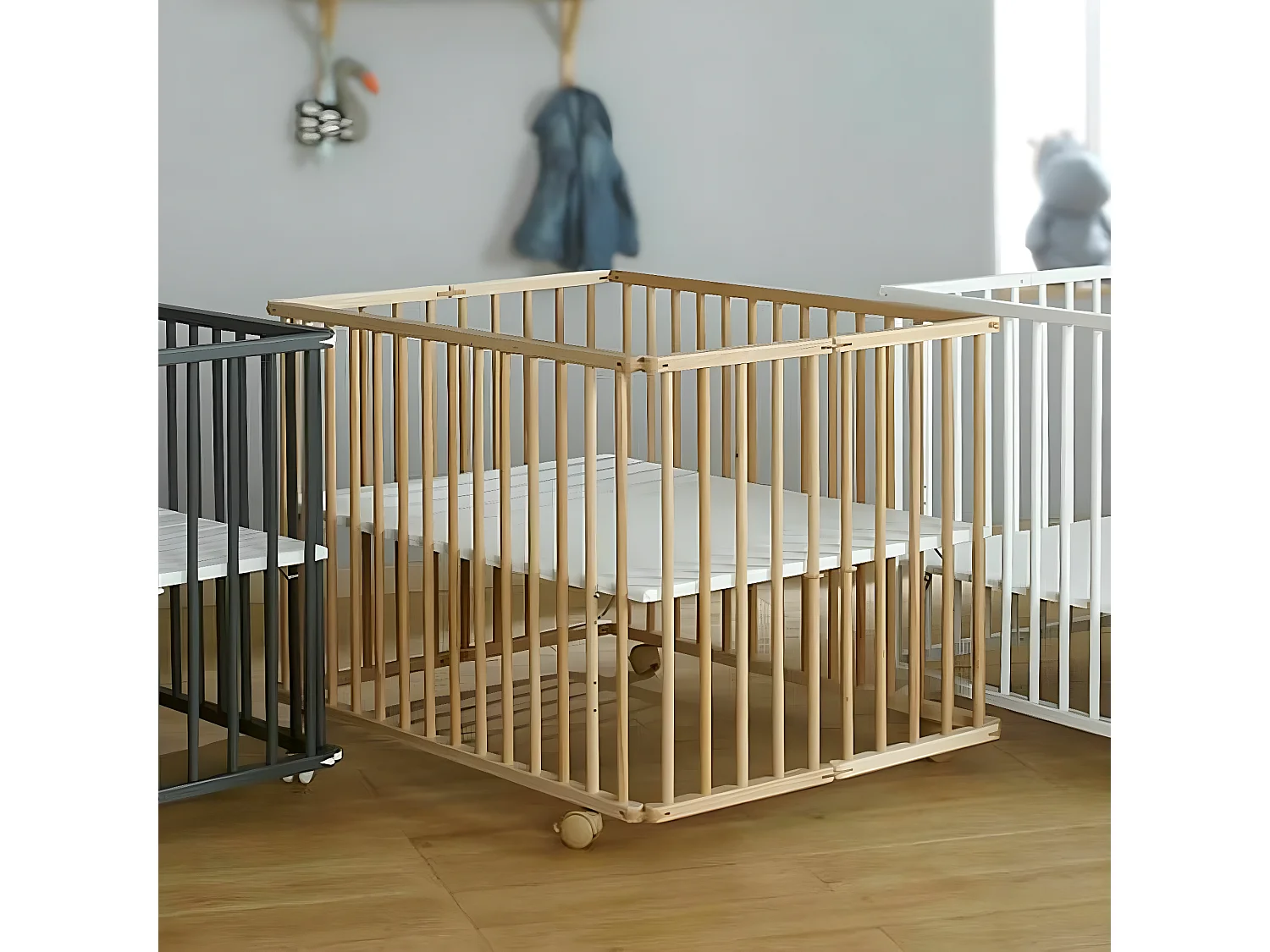 Parc bébé 75x100 cm bois massif bois HELIO