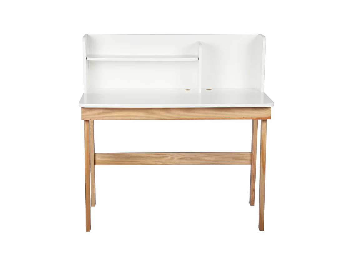 Bureau enfant  bois massif blanc et bois YUKI