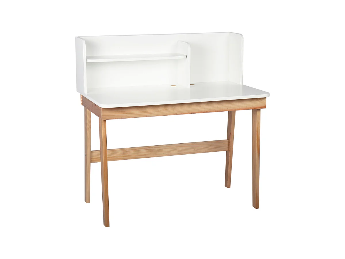 Bureau enfant  bois massif blanc et bois YUKI