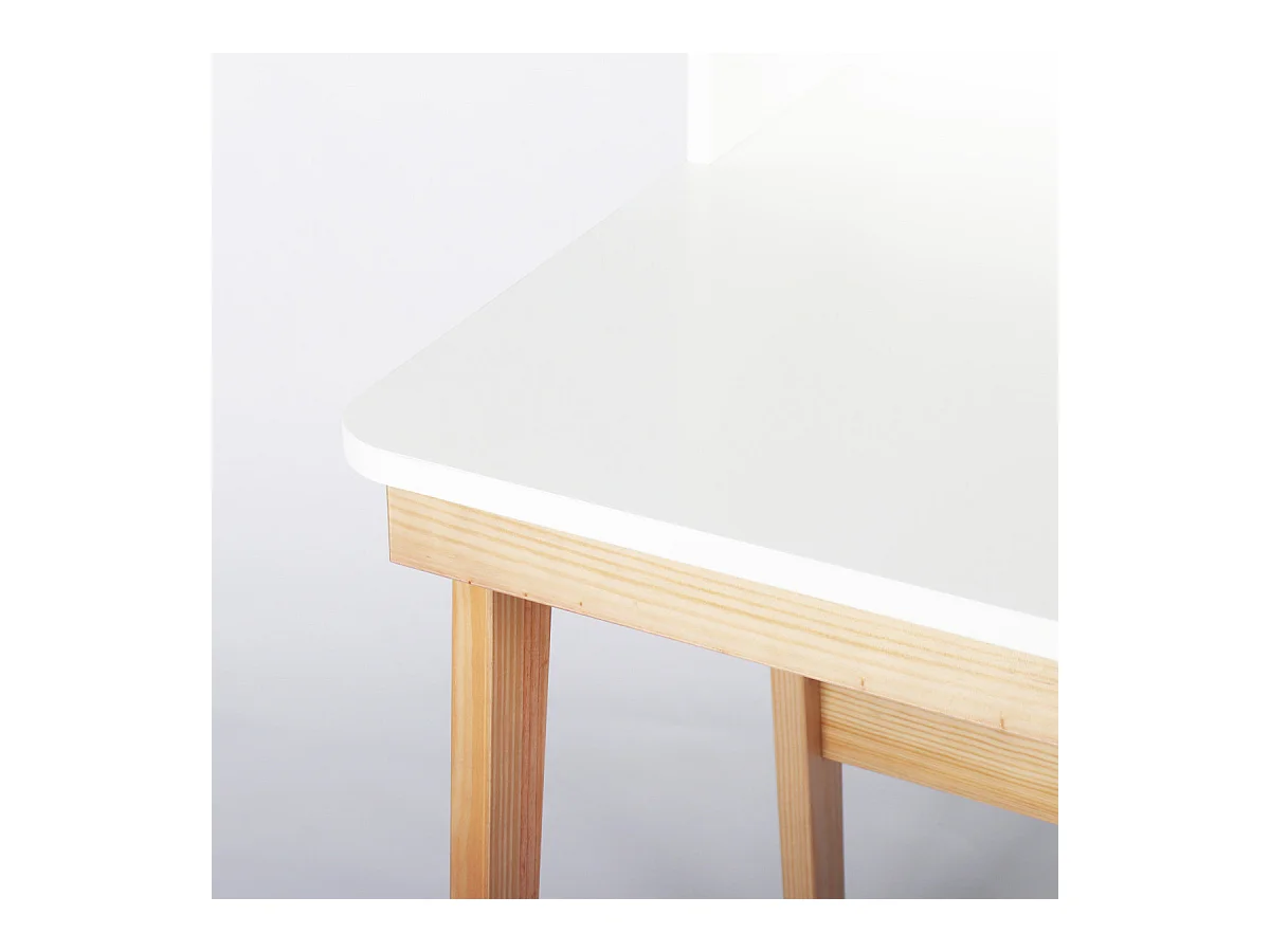 Bureau enfant  bois massif blanc et bois YUKI
