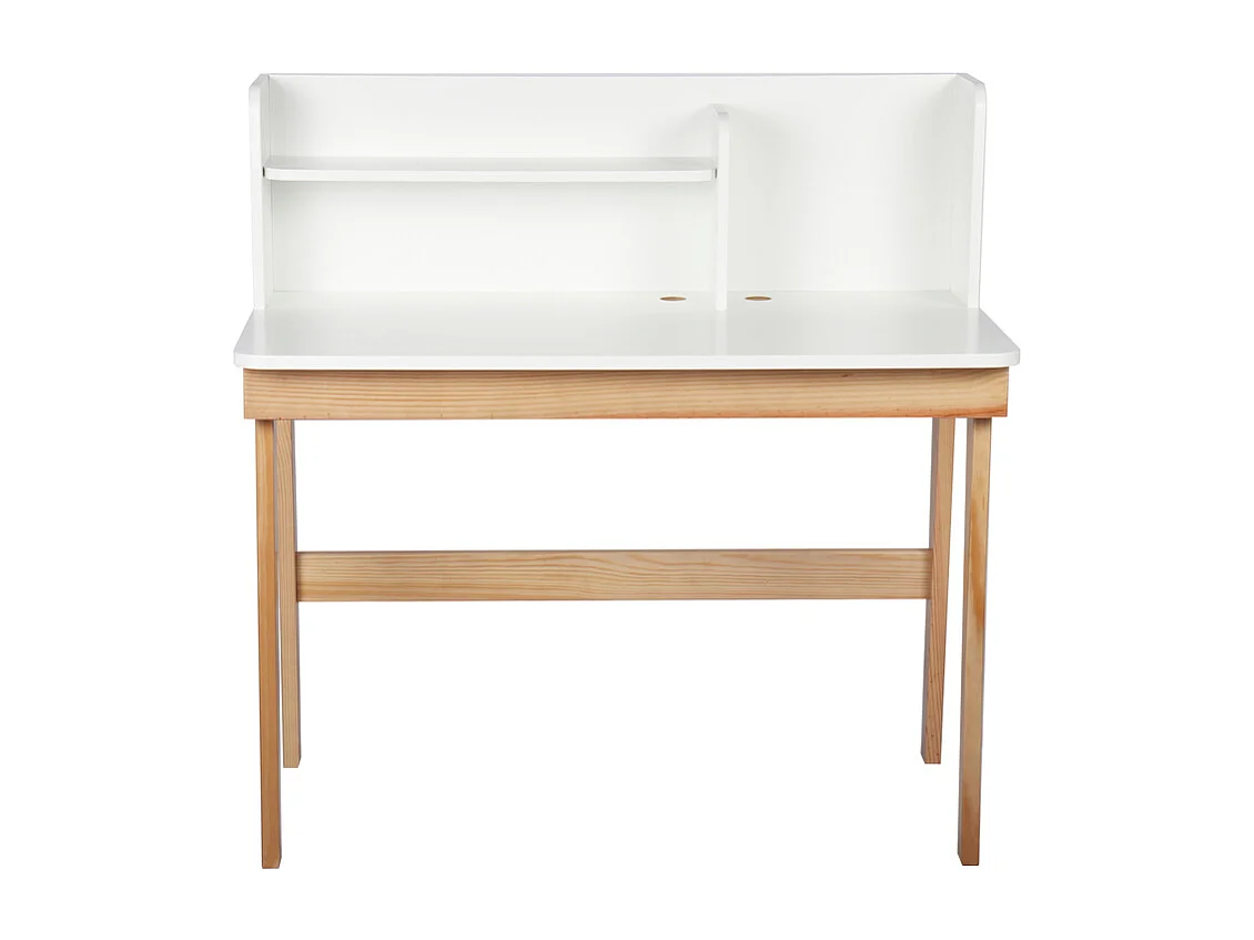 Bureau enfant  bois massif blanc et bois YUKI
