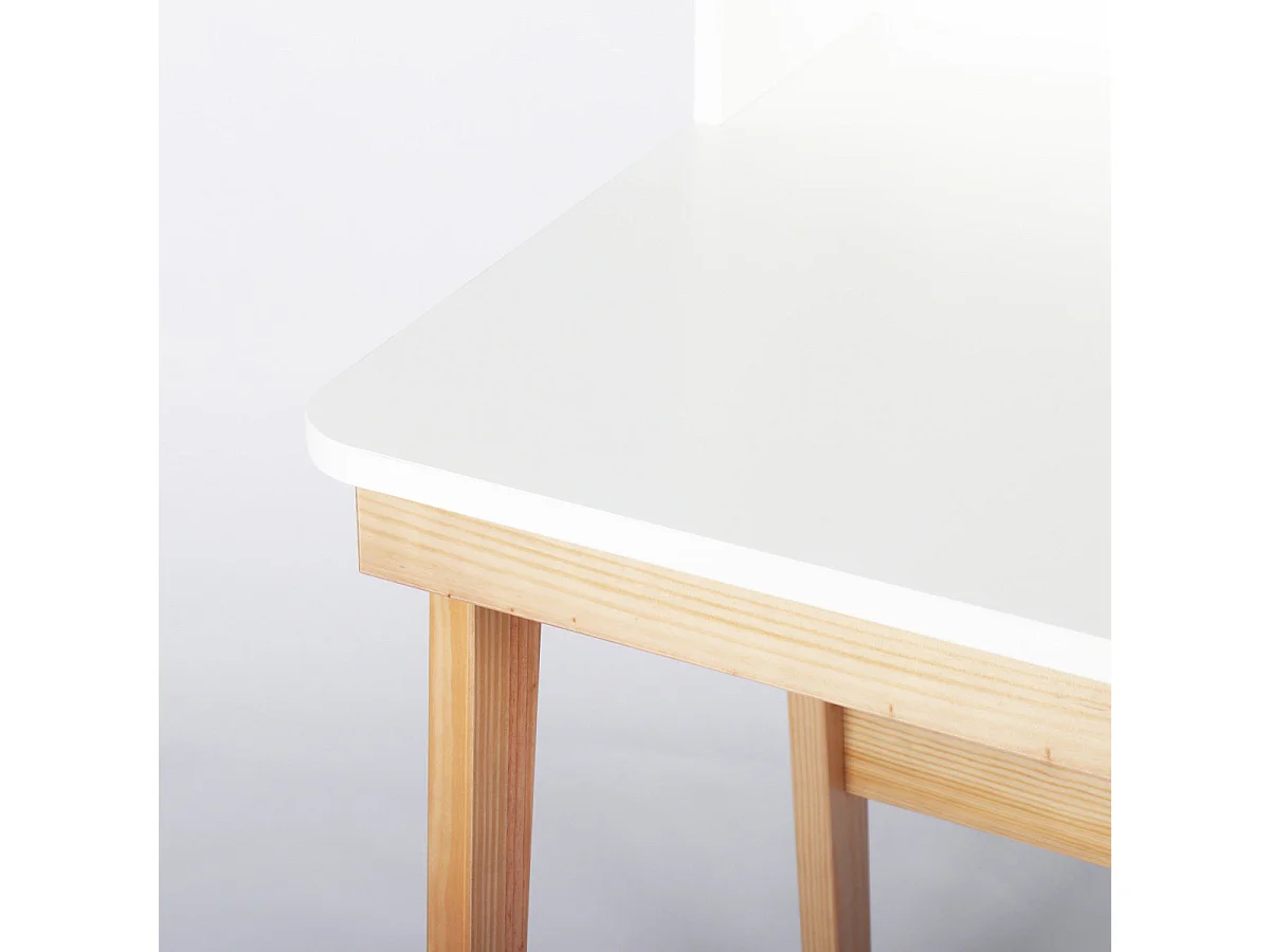 Bureau enfant  bois massif blanc et bois YUKI