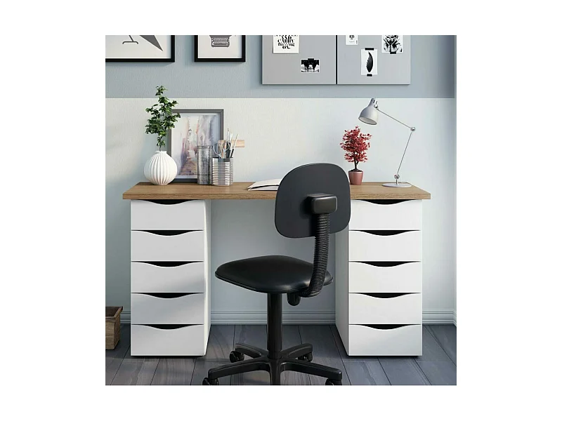 Bureau avec rangement  panneaux de fibres blanc SIRIUS