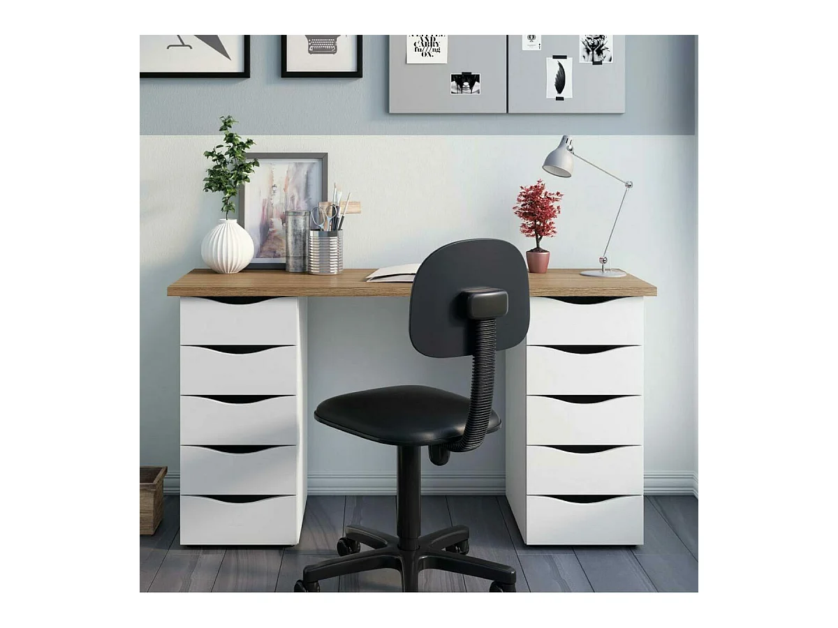 Bureau avec rangement  panneaux de fibres blanc SIRIUS
