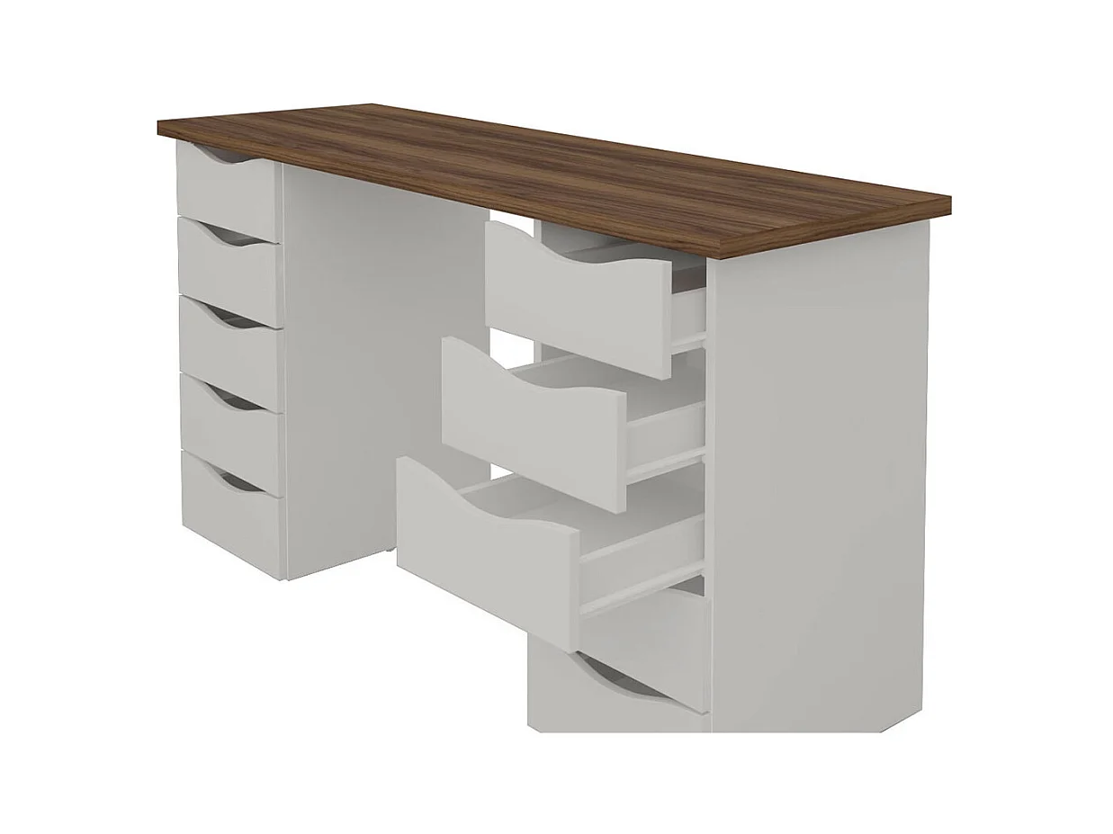 Bureau avec rangement  panneaux de fibres blanc SIRIUS