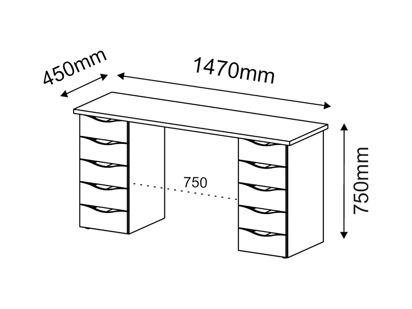 Bureau avec rangement  panneaux de fibres blanc SIRIUS
