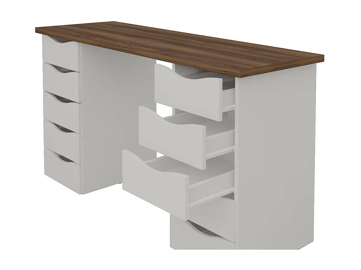 Bureau avec rangement  panneaux de fibres blanc SIRIUS