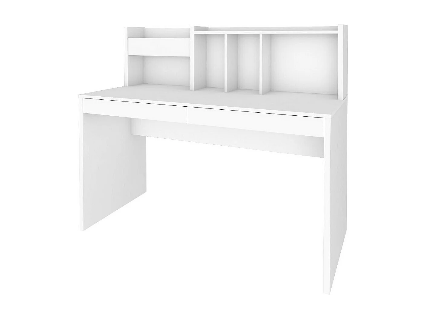 Bureau avec sur-meuble  panneaux de fibres blanc TACCO
