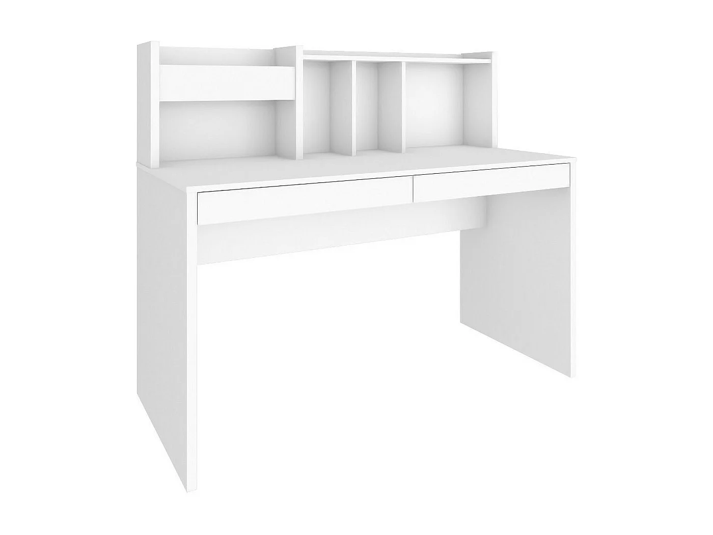 Bureau avec sur-meuble  panneaux de fibres blanc TACCO