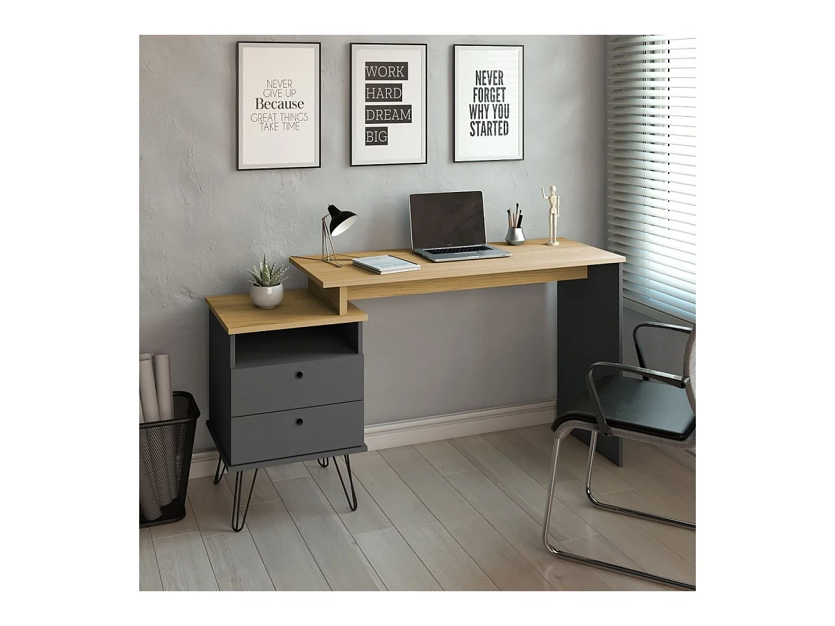 Bureau modulable  panneaux de fibres gris FLEX