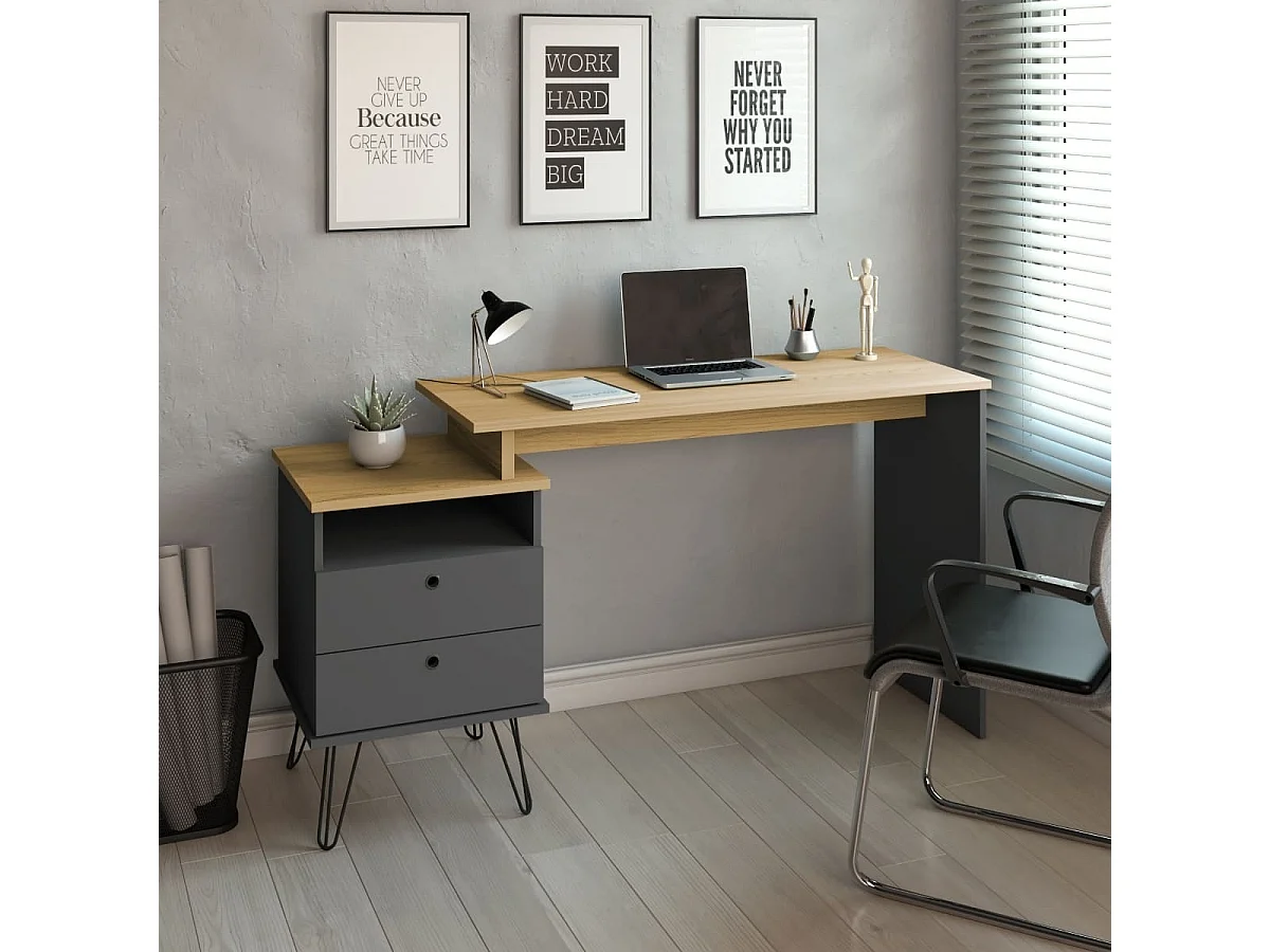 Bureau modulable  panneaux de fibres gris FLEX