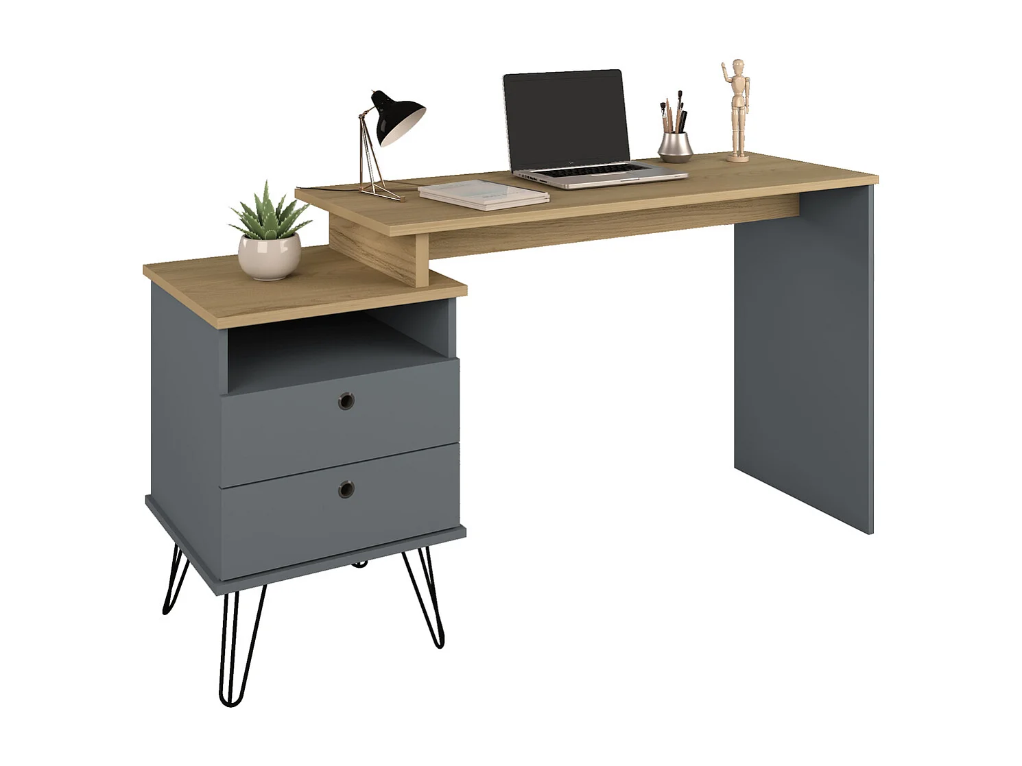 Bureau modulable  panneaux de fibres gris FLEX