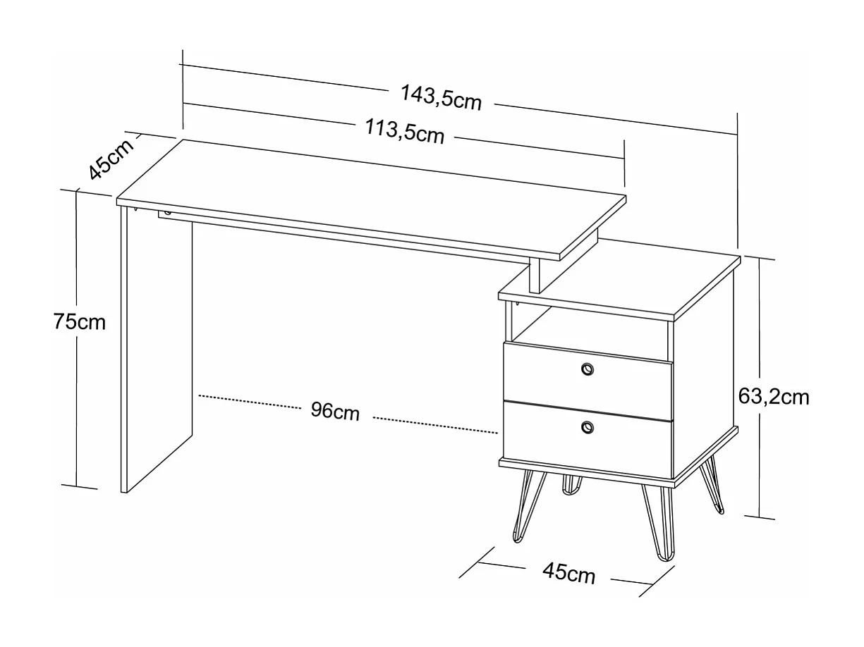 Bureau modulable  panneaux de fibres gris FLEX