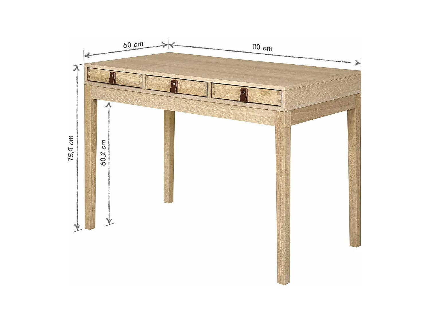 Bureau  bois massif bois naturel TIMA