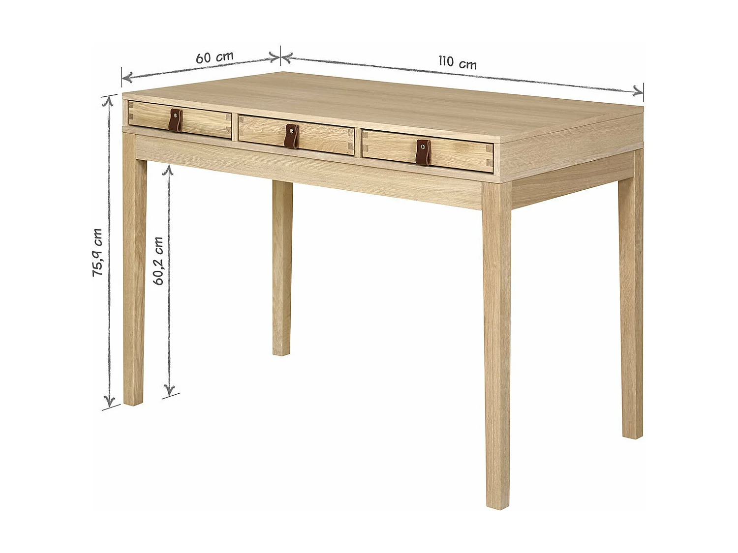 Bureau  bois massif bois naturel TIMA