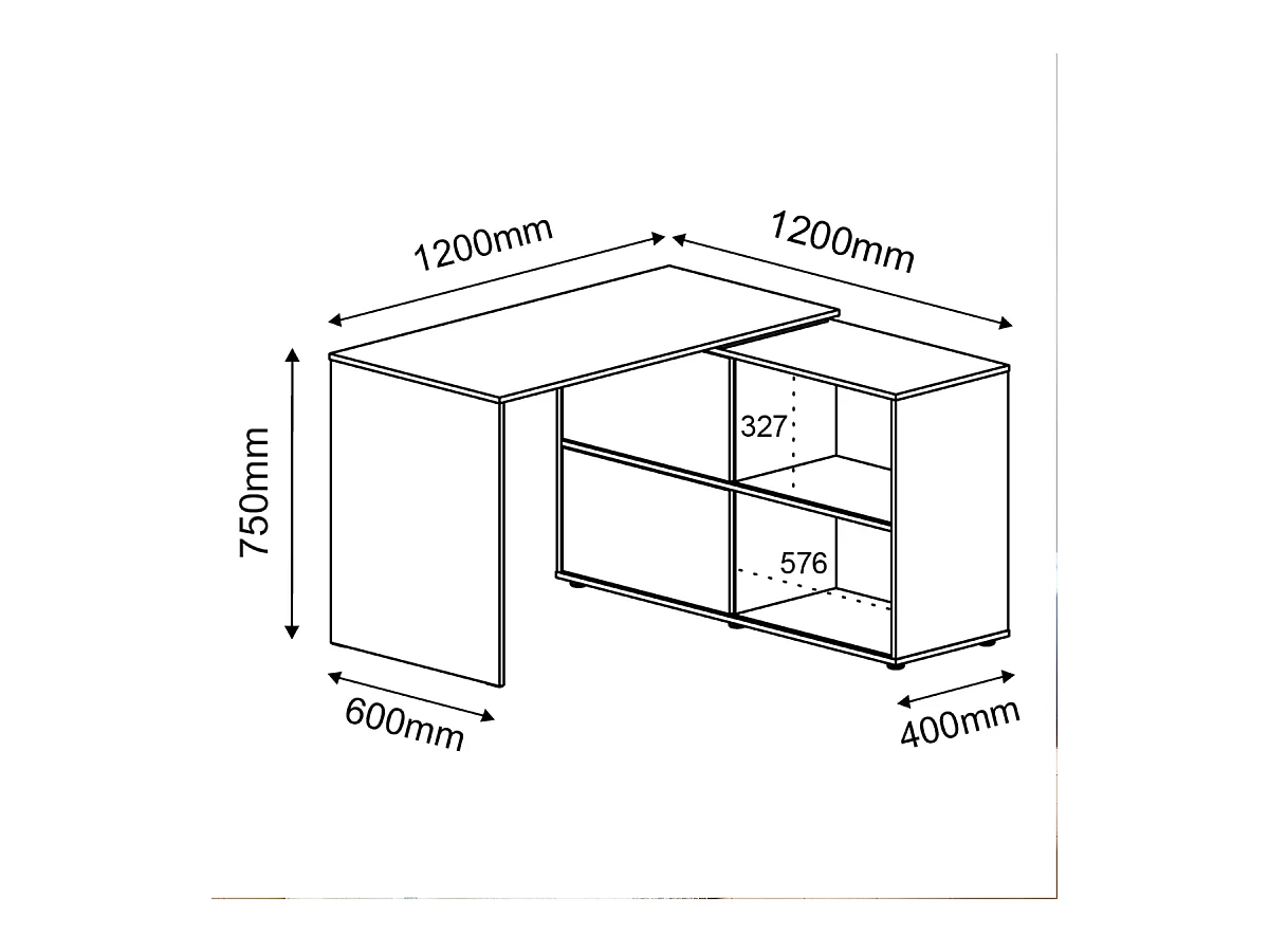 Bureau d'angle  panneaux de fibres blanc ANGUS