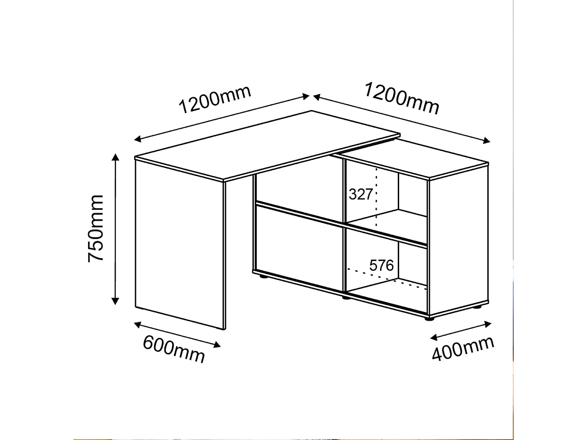 Bureau d'angle  panneaux de fibres blanc ANGUS