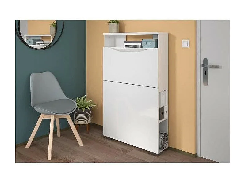 Console - Panneau de particules revetu mélamine Blanc Brillant -78,4X129,2X22,2 - Be alive