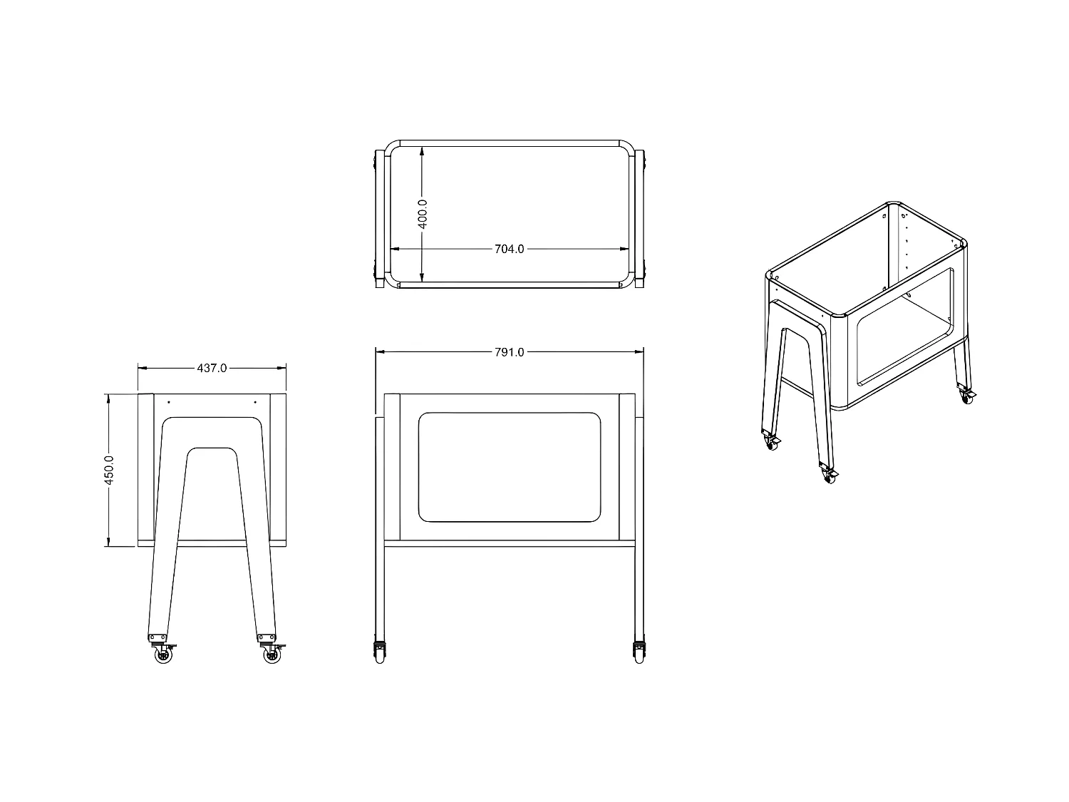Berceau modulable 40x70 cm bois massif blanc ANDRÉA