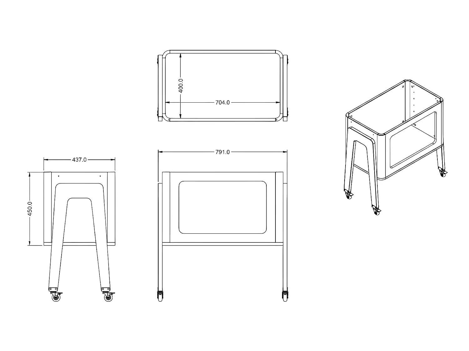 Berceau modulable 40x70 cm bois massif blanc ANDRÉA